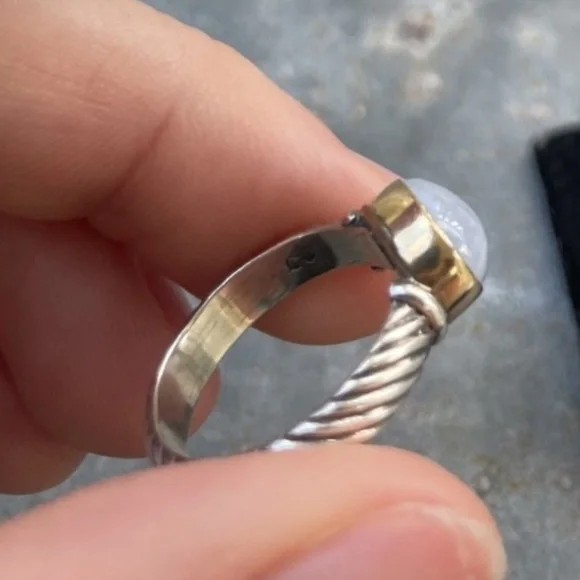 Sundance Rainbow Moonstone Ring w/ Sterling Silver braided band Size 6.5-7 - Picture 5 of 7